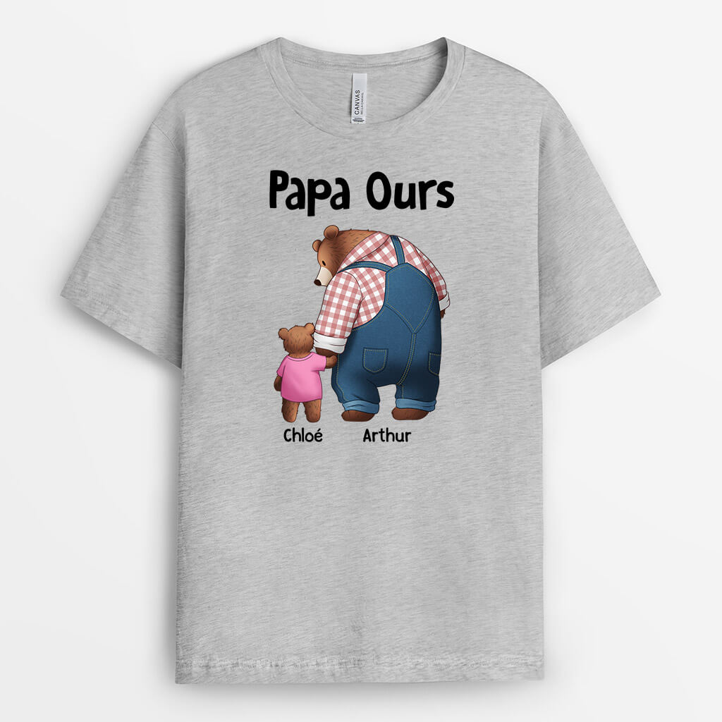 Papa Ours Avec L'Enfant - Cadeau Personnalisé | T-shirt pour Papa