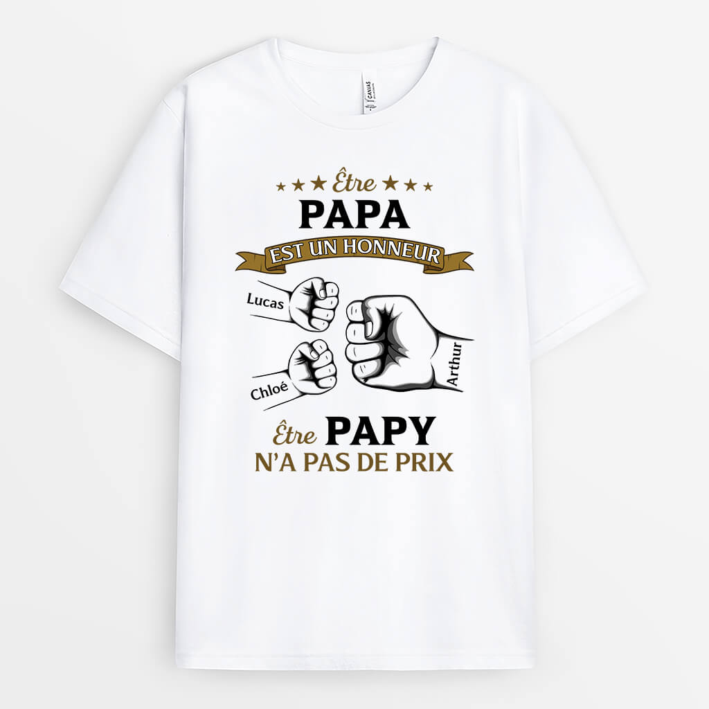 Être Papa Est Un Honneur Bosses De Poing - Cadeau Personnalisé | T-shirt Pour Homme