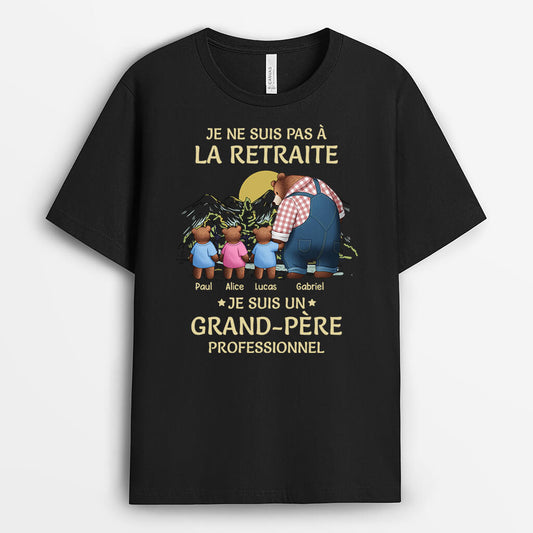 2301AFR1 t shirt je ne suis pas a la retraite ours avec vetements personnalise