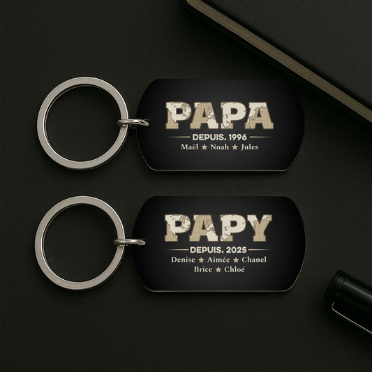 2315JFR2 porte cle aluminium personnalise papa papy depuis version carte 2315jtl5b