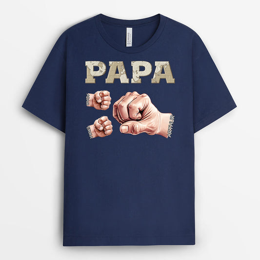 2370AFR1 t shirt papa bosses de poing authentiques version carte personnalise