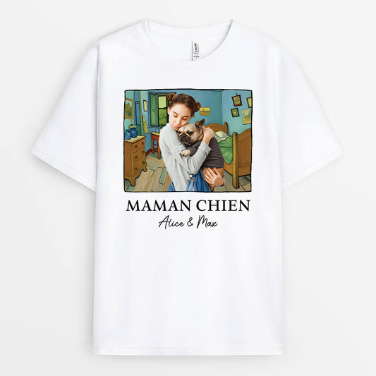 2628AFR2 t shirt maman papa chien version van gogh personnalise