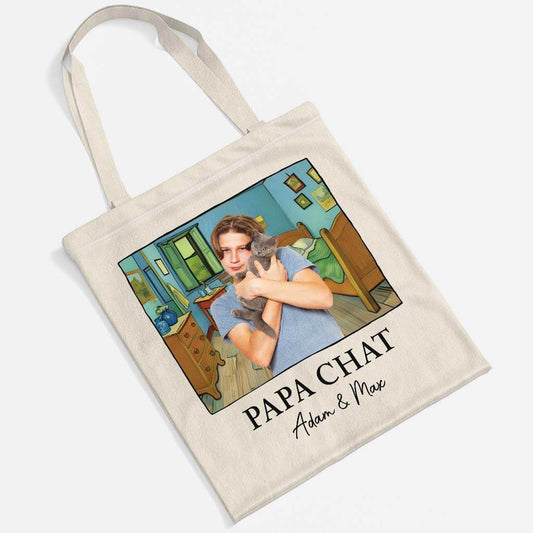 2628BFR2 tote bag maman papa chat version van gogh personnalise