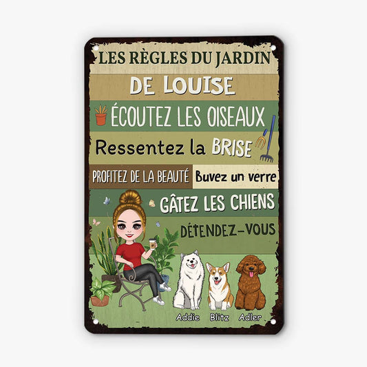 2643EFR1 les regles du jardin de stephanie avec chiens des chiens fous vivent ici plaque personnalisee pour amoureux des chiens_b8076f14 574e 4244 b250 97b0f8b924a4