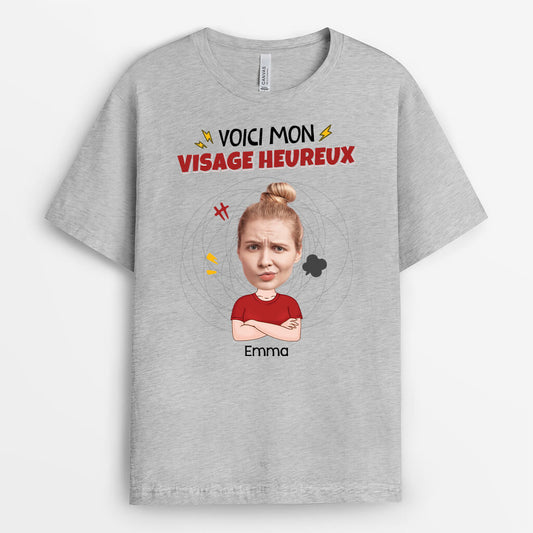 2661AFR2 voici mon visage heureux t shirt homme humour personnalise