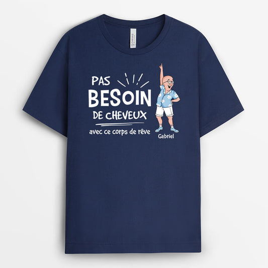 2683AFR2 pas besoin de cheveux t shirt rigolo homme personnalise