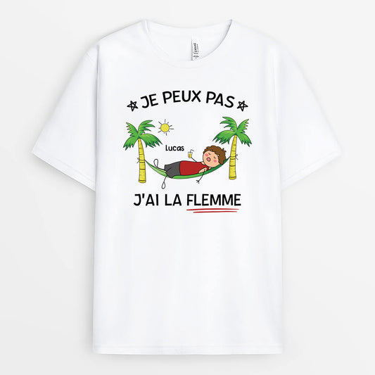 2737AFR1 jai la flemme version homme t shirt homme personnalise humour