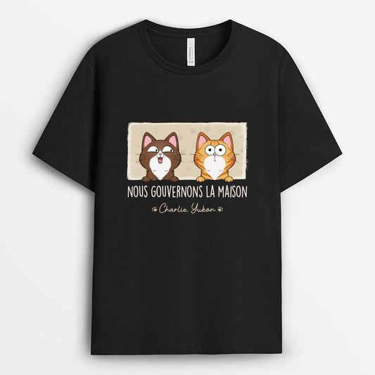 3013AFR1 nous gouvernons la maison version chat t shirt personnalise avec chat