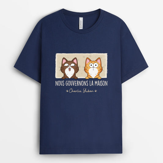 3013AFR2 nous gouvernons la maison version chat t shirt personnalise avec chat