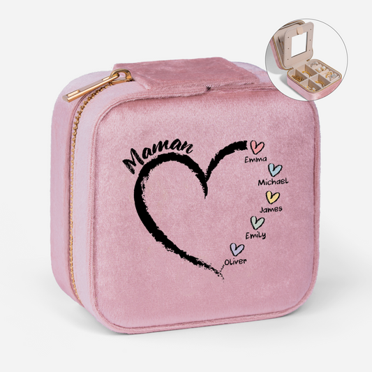 3044AFR1 petits coeurs de maman mamie boite a bijoux en velours_ personnalisee 3044aj8f5a