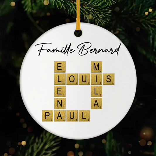 3370OFR1 ornement ceramique personnalise famille notre famille avec mots croises 3370o6t5i