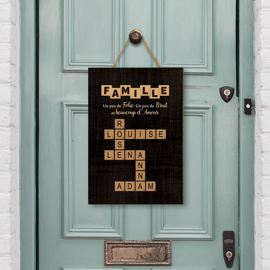3446QFR2 plaque en bois personnalisee famille famille beaucoup damour avec mots croises 3446qkt5i
