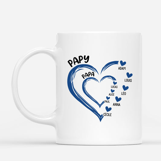 3451MFR3 papa papy avec coeurs bleus mug pour papy personnalisable