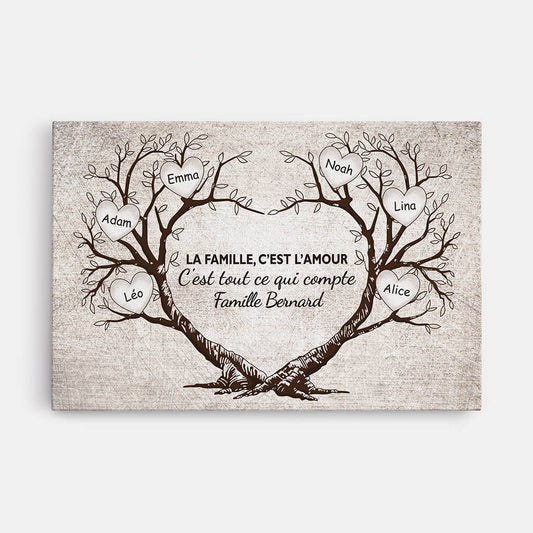 3501CFR1 la famille beaucoup damour version larbre en forme de coeur toile famille personnalisable