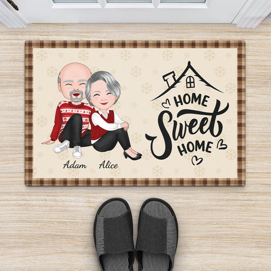 3515DFR2 home sweet home version noel tapis personnalise pour couple
