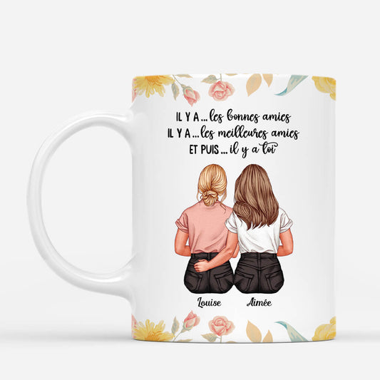 3518MFR1 il y a toi avec fleurs mug personnalise pour meilleure amie