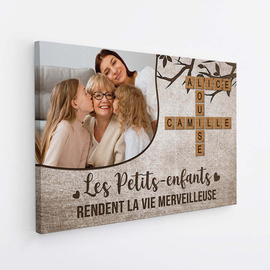 3577CFR2 les petits enfants rendent la vie merveilleuse avec photo et mots croises toile pour famille personnalisee