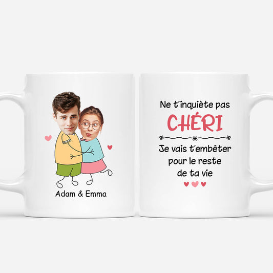 3661MFR1 je vais t_embeter pour le reste de ta vie avec visages mug couple sur mesure