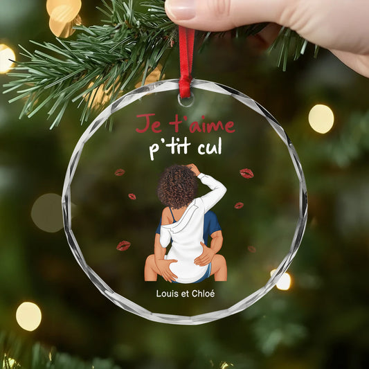 3671OFR2 ornement noel en verre personnalise couple je taime mon cheri 3671o6t5g