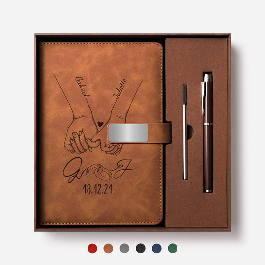 3705MFR1 cadeau anniversaire de mariage coffret carnet en cuir personnalisable grave couple 3705mocp0g