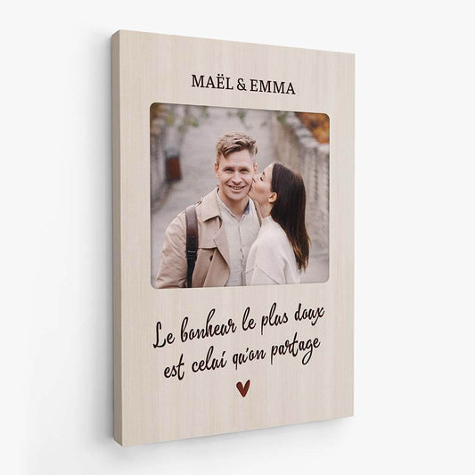 3745CFR1 le bonheur le plus doux est celui quon partage avec photo toile personnalisable coupleMockup2