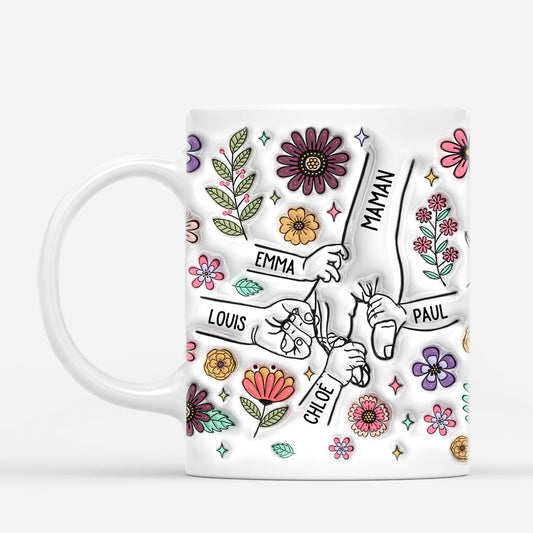 3764MFR2 maman tenant les mains avec fleurs de famille 3d tasse personnalisee pour maman 3764M6I5A_e68d0a61 c9a8 4039 b234 73478ffcb8d6