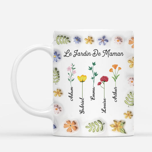 3834MFR1 mug personnalise pour maman le jardin de maman fleurs 3d 3834M8T7A