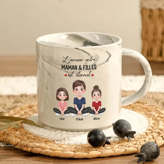 3889MFR2 tasse effet marbre dessin maman et enfant 3889M6M0A