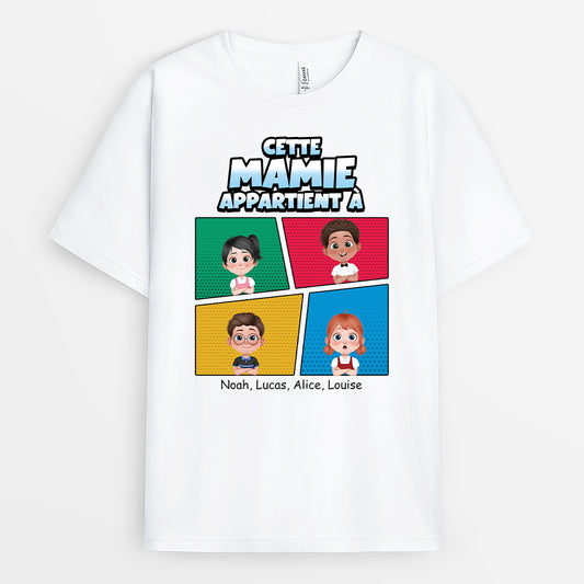 3993AFR1 t shirt personnalise mamie cette mamie appartient a pele mele colore 3993atl0a