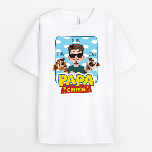 4047AFR1 t shirt pour amoureux des chiens papa chien design cartoon colore 4047a5h0c