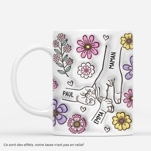 4122MFR1 effet dimpression 3d mug personnalise maman mains en fleurs 4122m3k5a