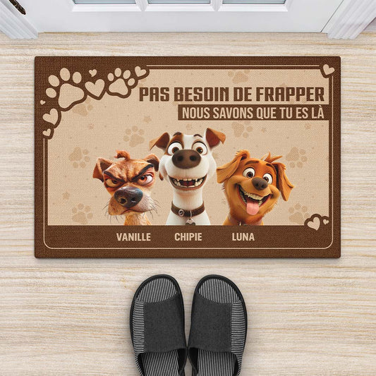 4153DFR2 paillasson chien personnalise pas besoin de frapper design cartoon 4153d5t5c_6fe64a36 f060 4416 9cd0 c825ebdec887