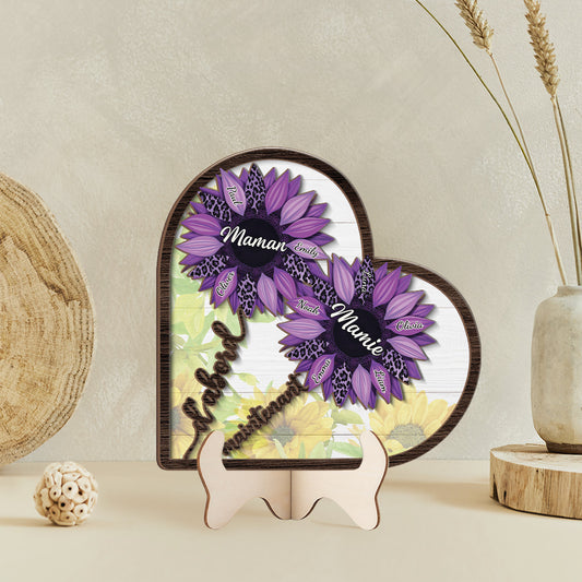4177QFR2 plaque en bois personnalisee dabord maman maintenant mamie tournesol 4177qtl8a