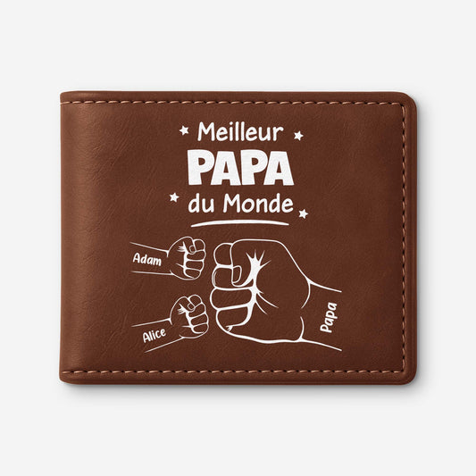 4213JFR1 portefeuille cuir personnalise meilleur papa avec poings 4213j