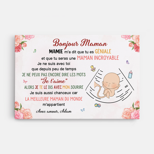 4226CFR1 toile personnalisable maman be dans le ventre 4226c8n8a