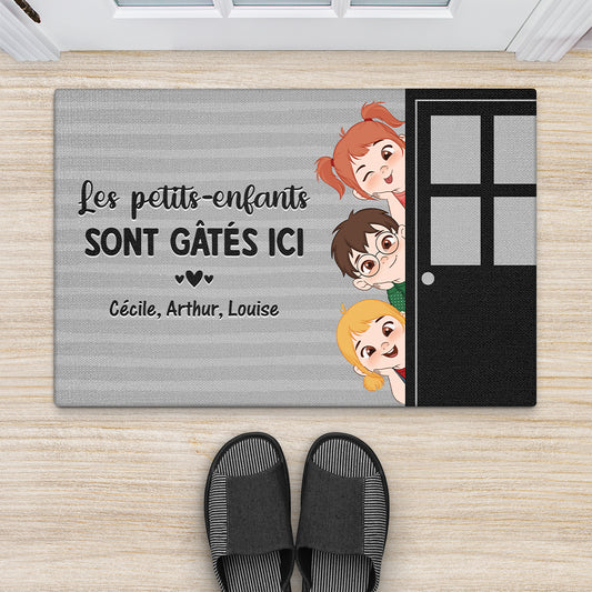 4229DFR2 paillasson personnalise les petits enfants sont gates ici version gris 4229d5m8a