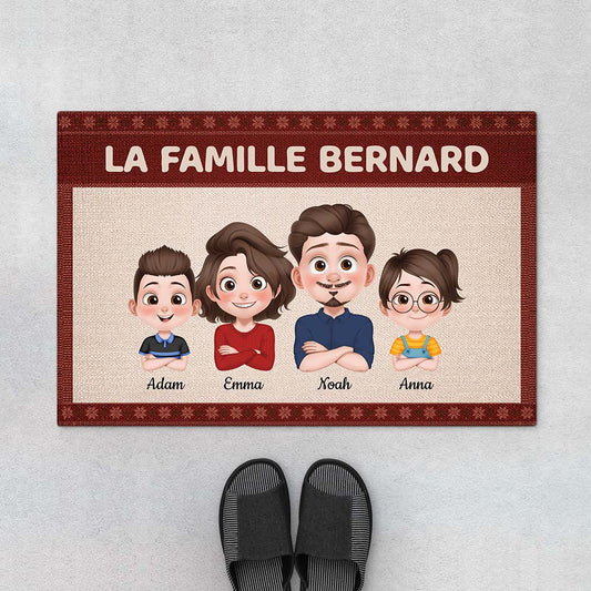4267DFR1 paillasson personnalise famille design cartoon version rouge 4267dtq0a_6217dba7 7e7a 4eea a082 f13eed31b006