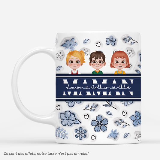 4287MFR1 effet dimpression 3d mug personnalise maman et ses enfants motif bleu marine 4287m5h0a