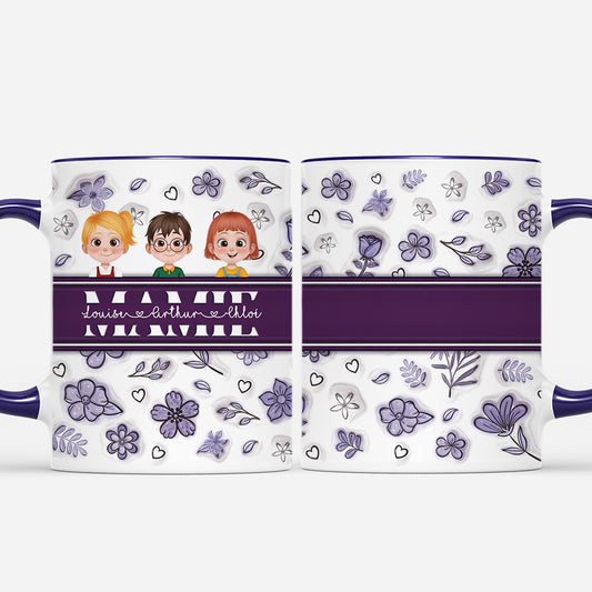 4287MFR2 effet dimpression 3d mug personnalise maman et ses enfants motif bleu marine 4287m5h0a