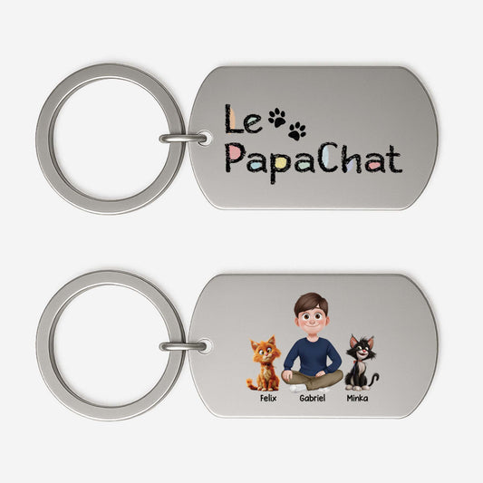 4298JFR1 porte cle aluminium personnalise le papa chat design cartoon 4298j3l0d_02c42e84 18a2 4ade ba49 f6e04f504a01