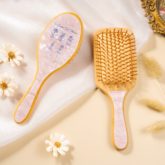 4357AFR2 brosse a cheveux personnalisee en acetate imprimee uv le jardin de mamie maman 4357aqtl5a