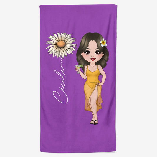 4450BFR1 serviette de plage personnalisee femme en bikini 4450b8kta