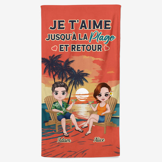 4474BFR1 serviette de plage personnalisee jusqu_a la plage et retour 4474b6mtg