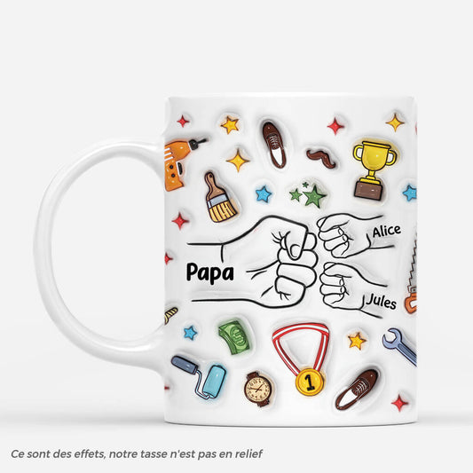 4547MFR1 effet dimpression 3d t shirt personnalise papa poings papa enfants 4547m565b