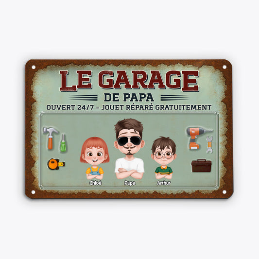 4623EFR1 plaque personnalisee humour le garage de papa 4623e