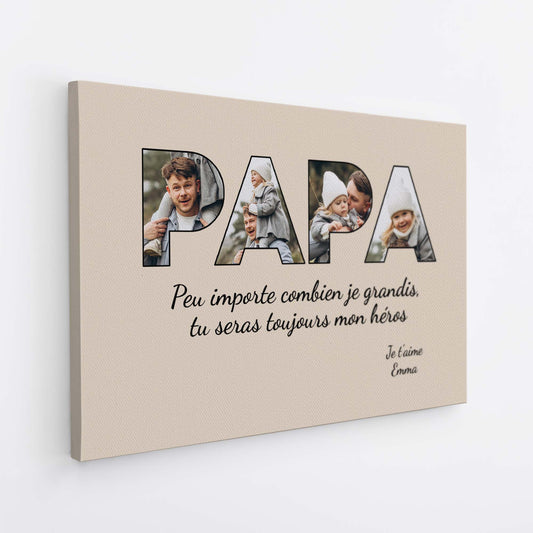 4689CFR2 toile personnalisee papa avec photo toujours mon heros 4689c8t5b