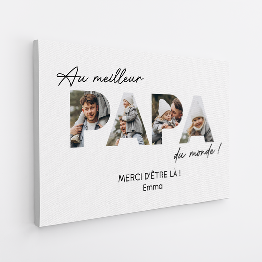 4691CFR2 toile personnalisee papa avec photo au meilleur papa 4691c8t5b