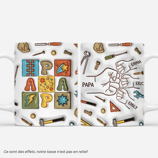 4780MFR1 effet dimpression 3d mug personnalise papa poings et outils design patchwork 4780m5q5b_362b6778 6160 420b 8d0a fa5226966117