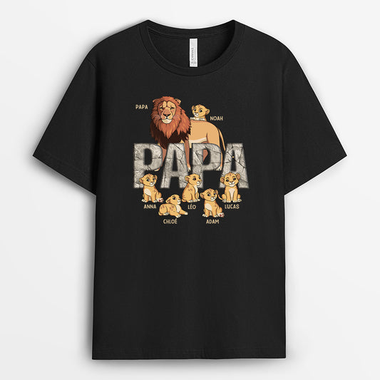 4812AFR1 t shirt personnalise papa lion effet pierre craquelee 4812a6l5b