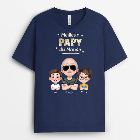 4877AFR2 t shirt personnalise papa meilleur papa soldat du monde version carte 4877a